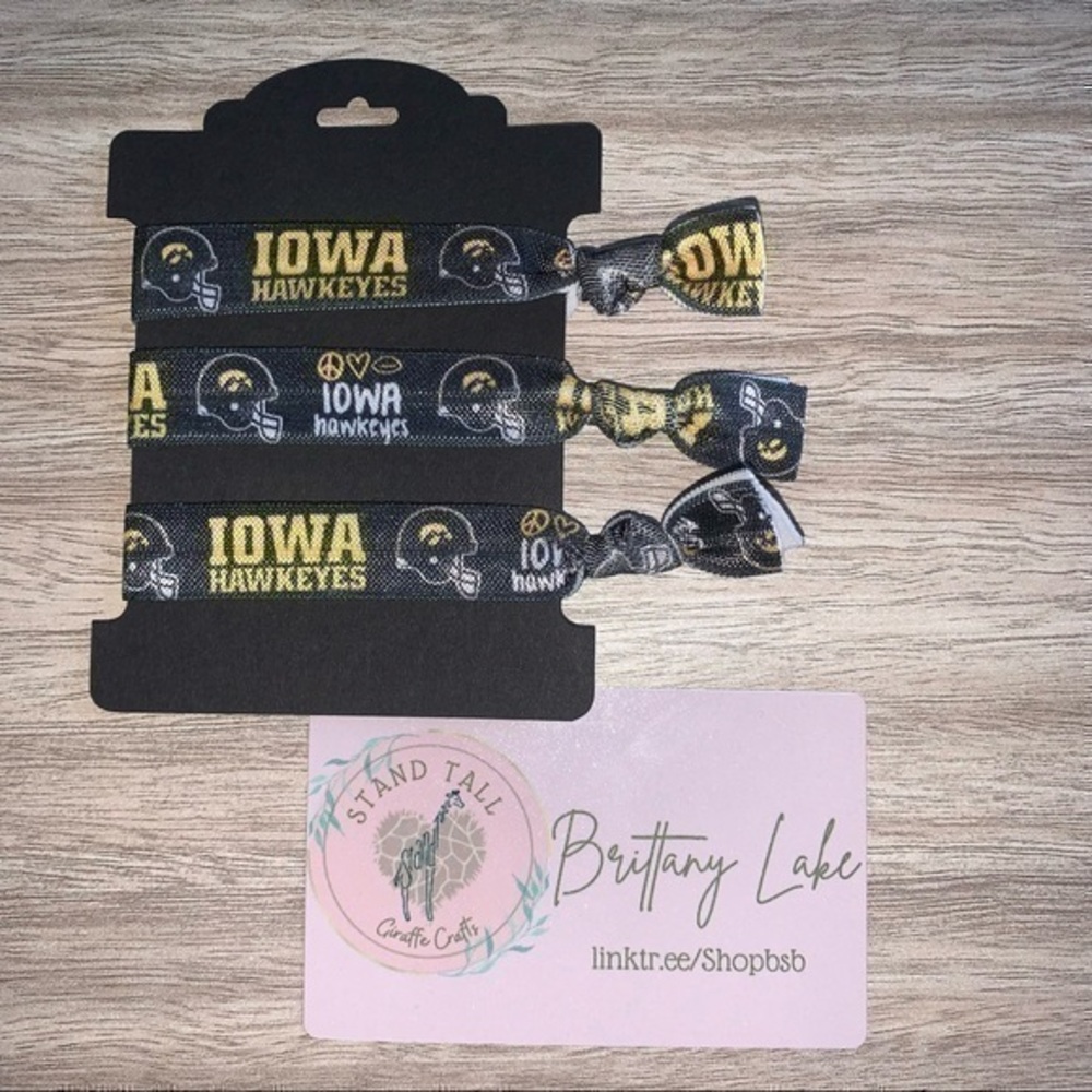 $7ea or 3/$15 Iowa Hawkeyes football team hair ties set new